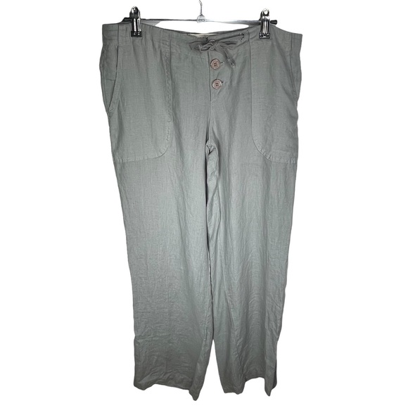Lucy Love Pants - Lucy Love Women’s Linen Wide Leg Pants Gray Medium